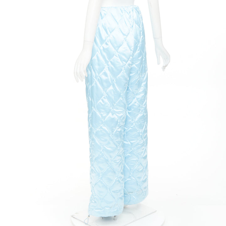 MIU MIU 2021 Runway Winter Pants sky blue quilted nylon wide pants IT38 XS