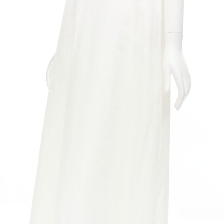 CO Collection white linen cotton sleeveless V-neck A-line flared maxi dress XS