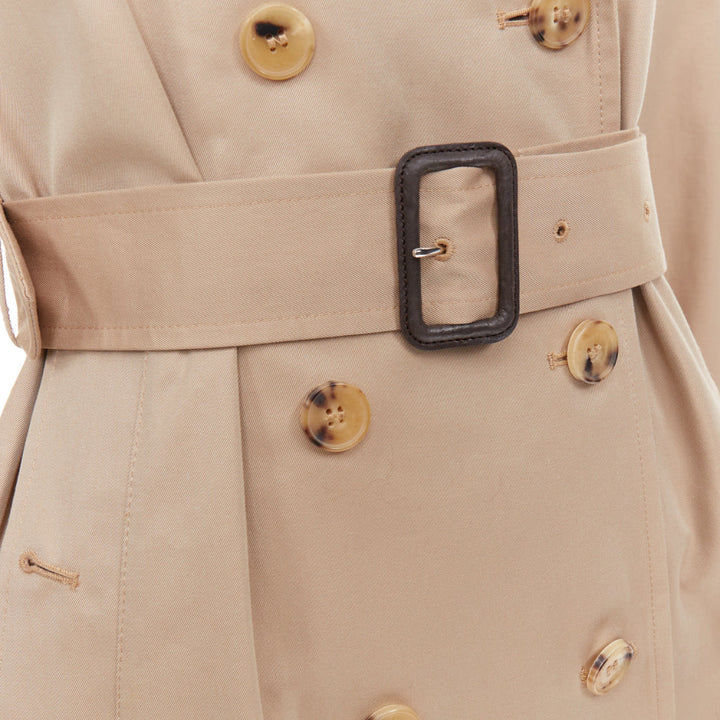 MACKINTOSH beige cotton horn buttons double breasted classic trench FR32 XXS