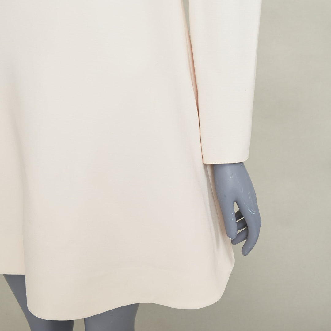 VALENTINO Bridal L'Amour ivory wool crepe silk lace collar A-line dress IT42 M