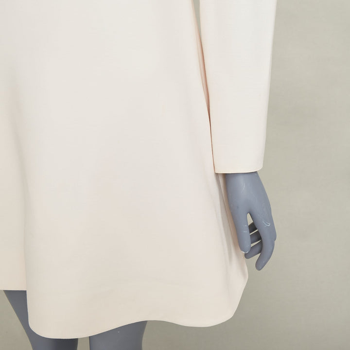VALENTINO Bridal L'Amour ivory wool crepe silk lace collar A-line dress IT42 M