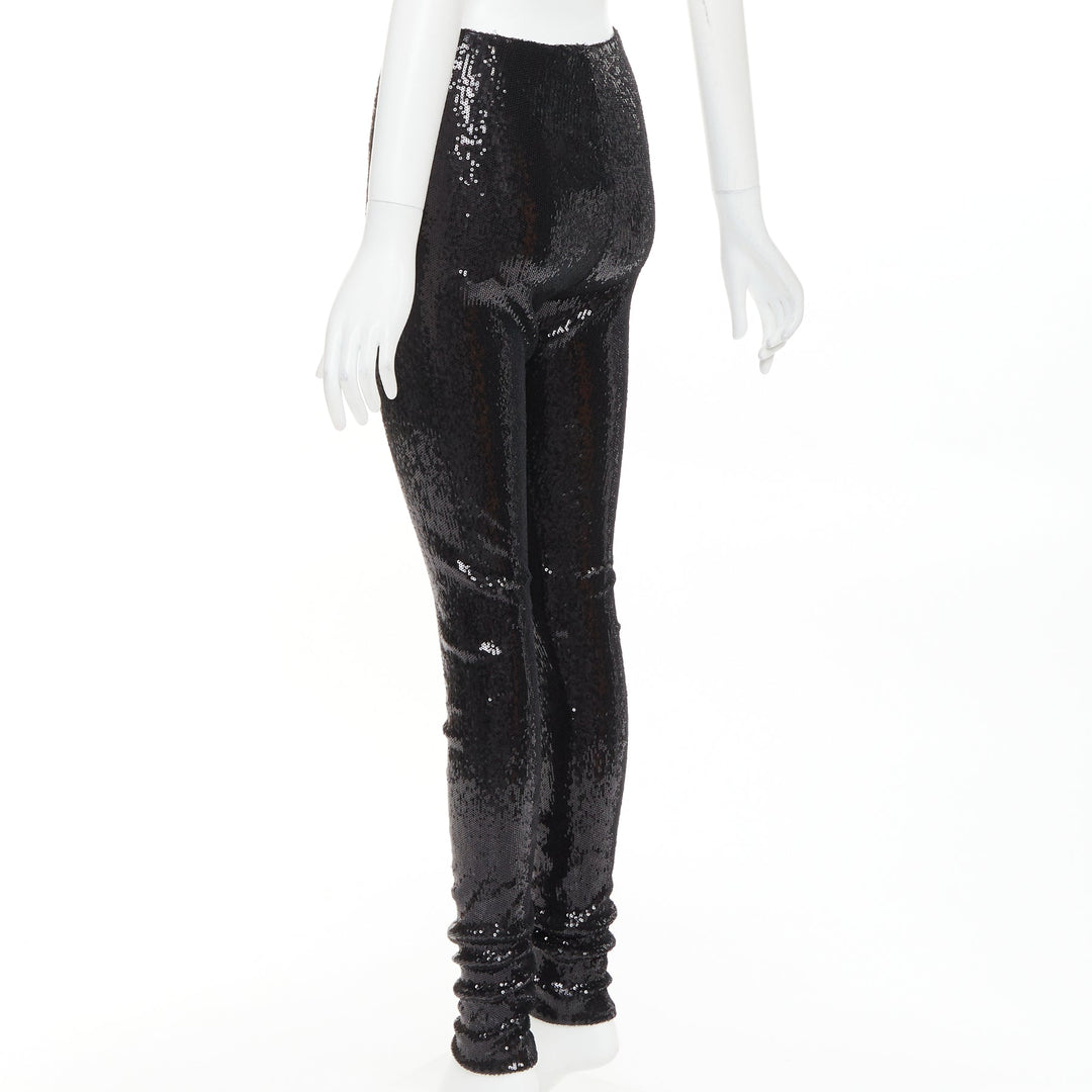ALEXANDRE VAUTHIER black pailette sequins stretchy legging pants