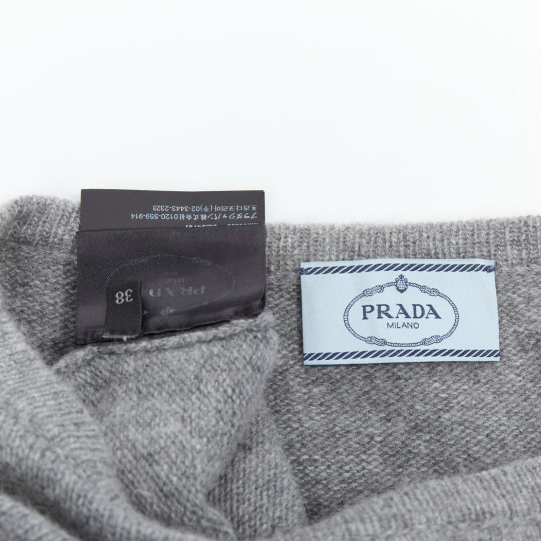 PRADA 2016 grey wool cashmere side panel asymmetric sweater IT38 XS