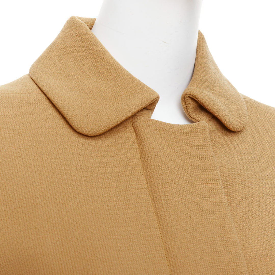 MARNI camel virgin wool puff darted sleeve zip round collar coat IT40 S