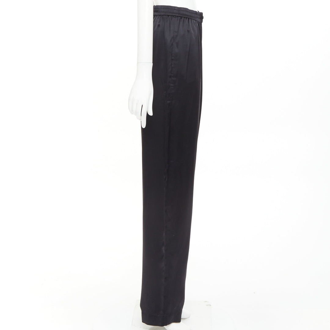 ALEXANDER WANG 2021 100% silk  black mesh V logo cut out relaxed lounge pants XS