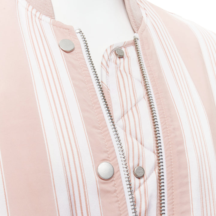 ACNE STUDIOS Varden 2016 pink white striped padded bomber jacket FR34 XS