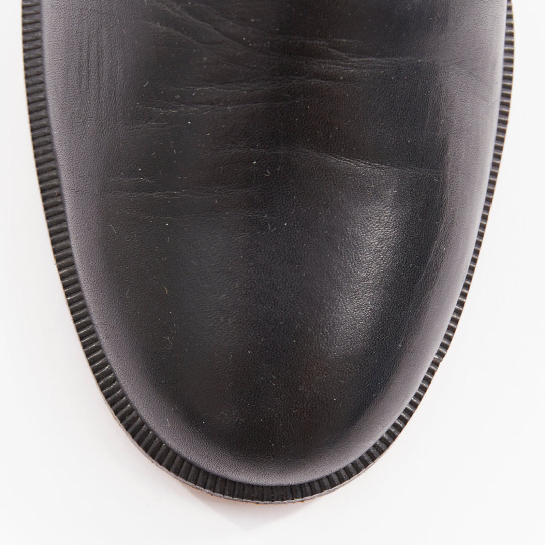 CHRISTIAN LOUBOUTIN Bicloubutu black silver studded moto biker wedged boots EU35