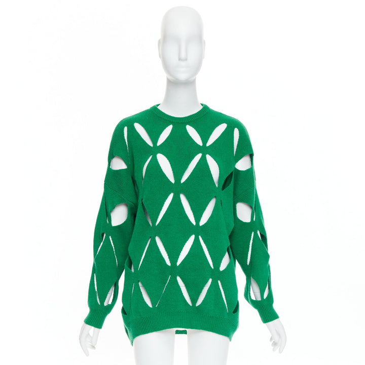 VALENTINO 2022 Pier Paolo Piccioli green virgin wool cut out sweater XXS