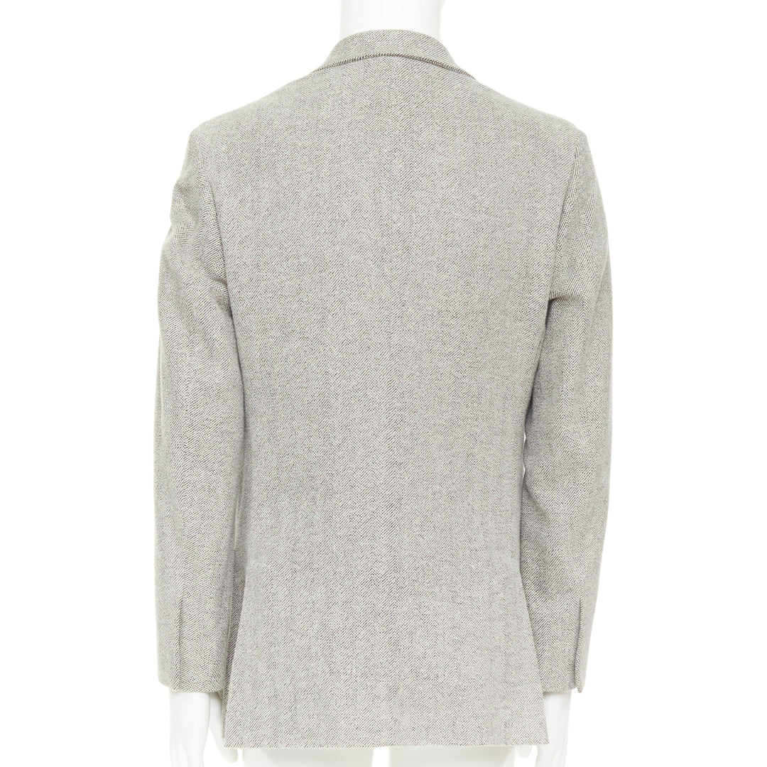 LORO PIANA grey cotton patch pocket 3-button single breasted blazer EU50 L