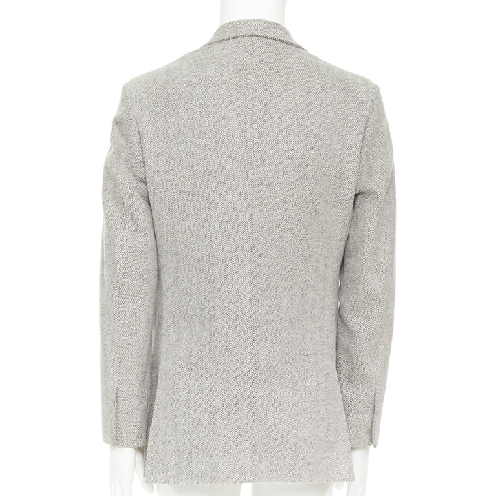 LORO PIANA grey cotton patch pocket 3-button single breasted blazer EU50 L