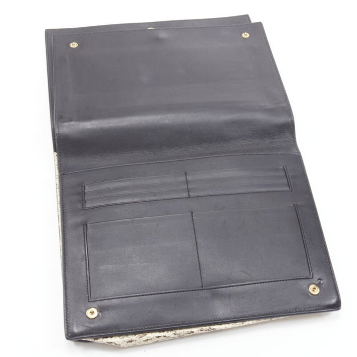OLD CELINE Phoebe Philo natural scaled leather double flap portfolio clutch bag