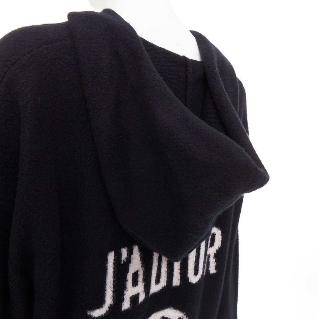 CHRISTIAN DIOR J'Adior 8 100% cashmere print back hood oversized sweater FR34 XS