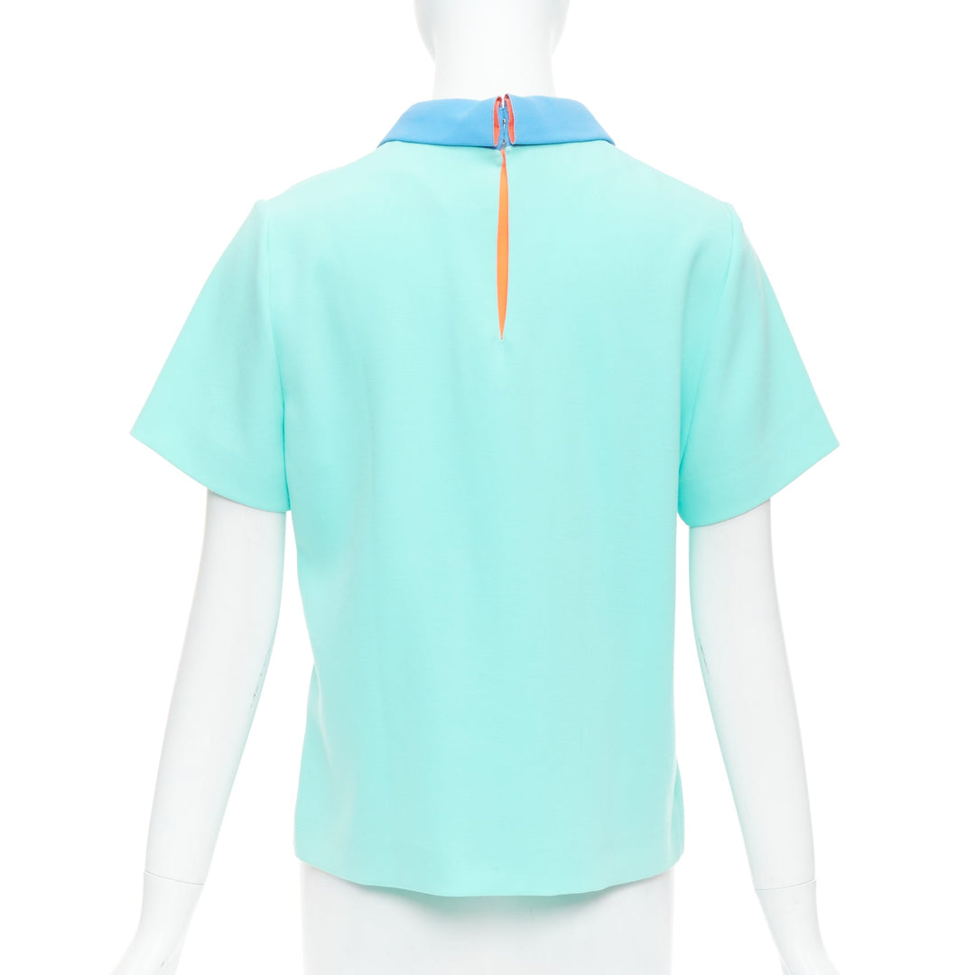 ROKSANDA light blue colorblock darted short sleeve shirt UK10 M