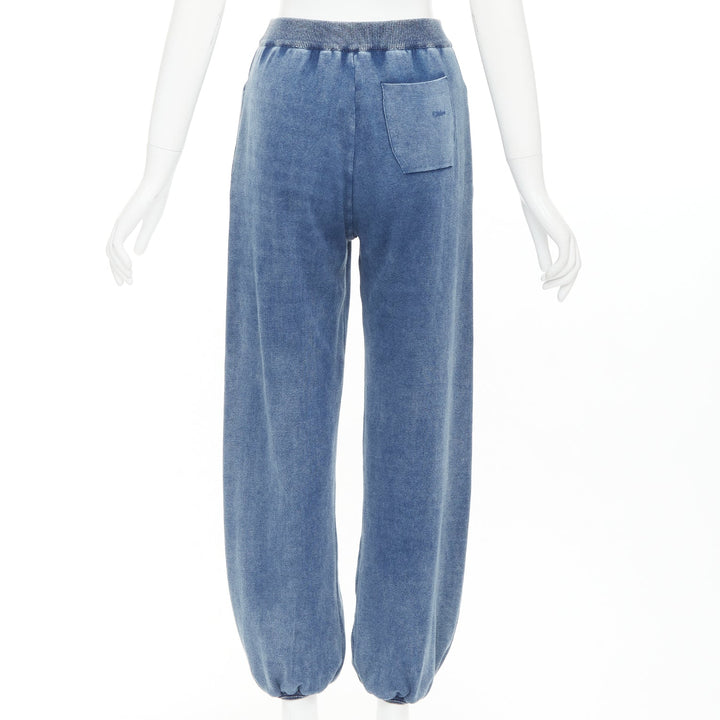 CHLOE blue white faded wash cotton blend relaxed jogger pants M