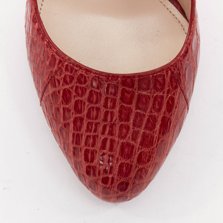 rare PRADA 2012 Runway 50s Hot Rod red croc red rocket flame heel pump EU36