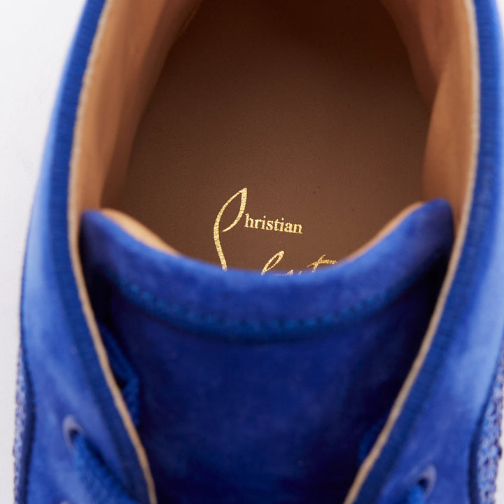 CHRISTIAN LOUBOUTIN Louis Orlato Strass sapphire cobalt crystal hi sneaker EU44