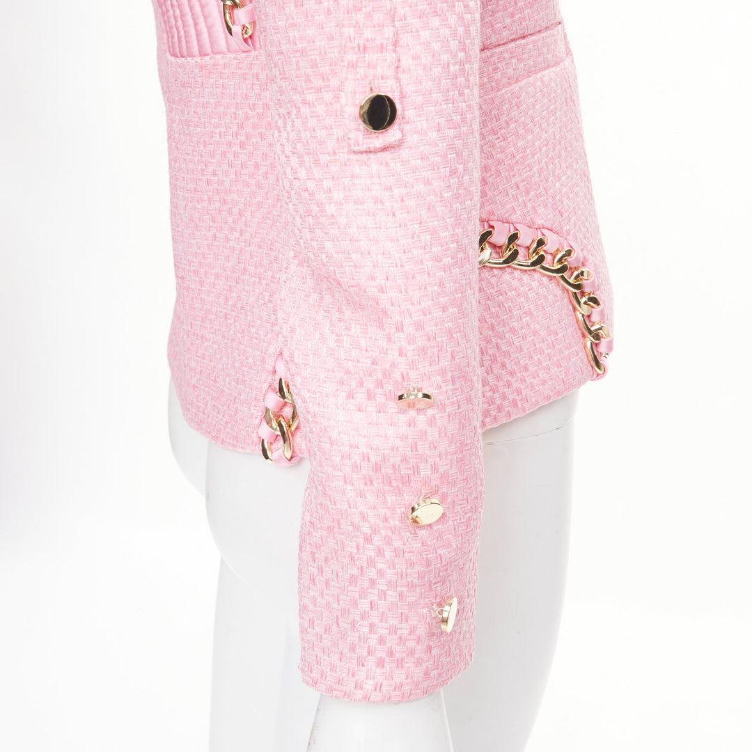ZHIVAGO Colorado Roulette pink cotton jacquard gold chain trim jacket UK6 XS