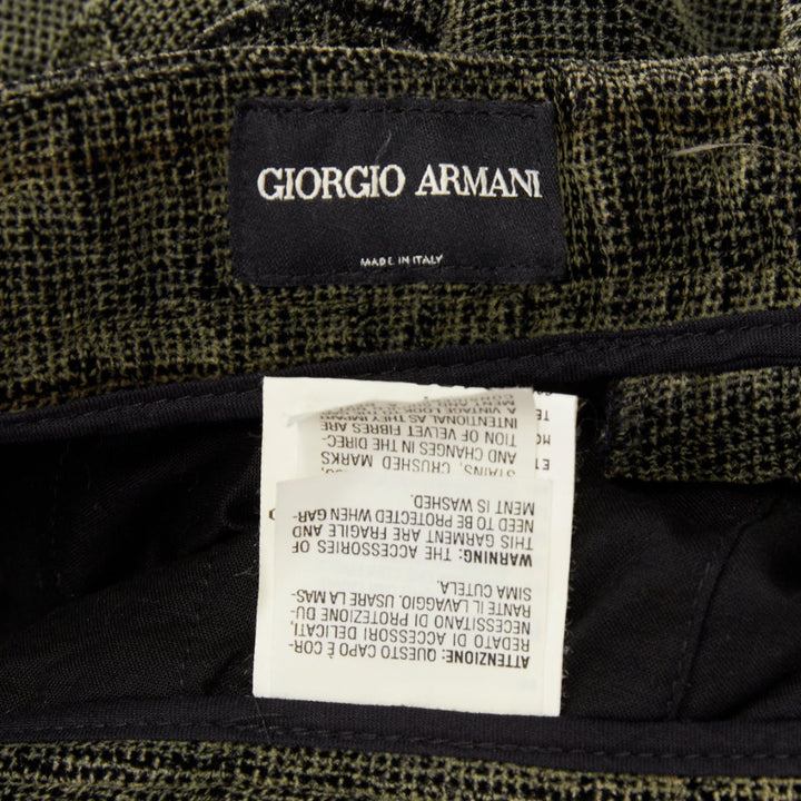 GIORGIO ARMANI green black rayon blend velvet  wide cropped pants IT46 S
