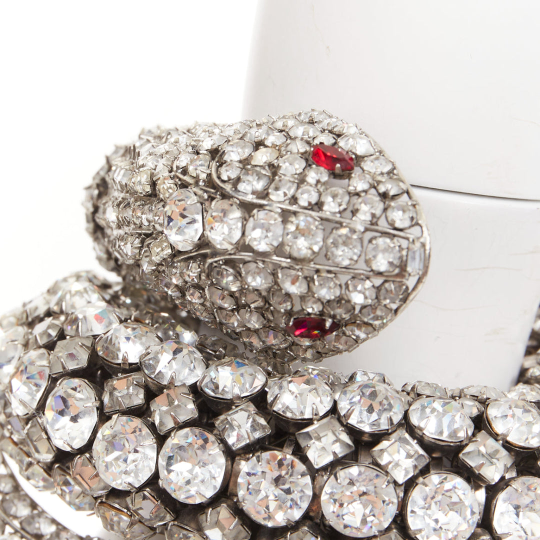 rare IRADJ MOINI hand set clear Swarovski crystal serpent coil wrap bracelet
