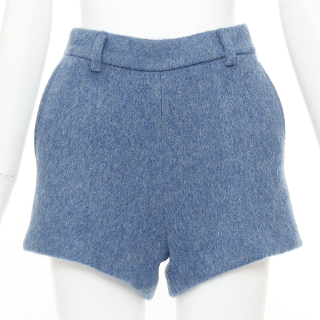 GUCCI 2024 textured wool mohair blend high waist tailored formal shorts IT38 XS
