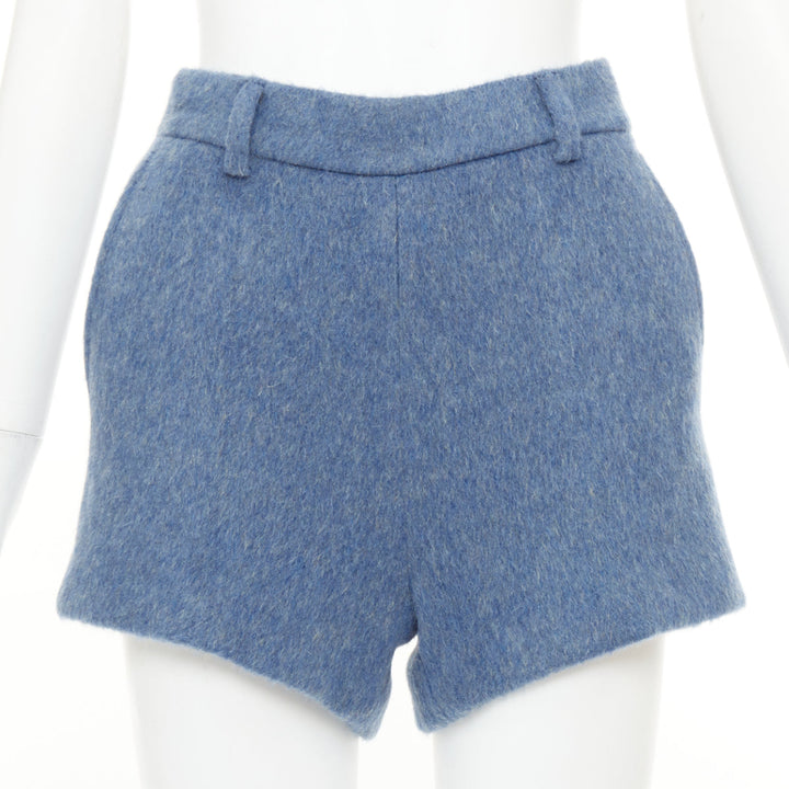 GUCCI 2024 textured wool mohair blend high waist tailored formal shorts IT38 XS