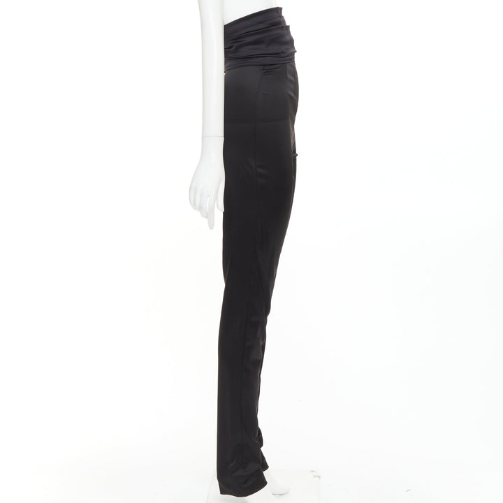 ALEXANDRE VAUTHIER black shiny high waisted wide cummerbund belt pants