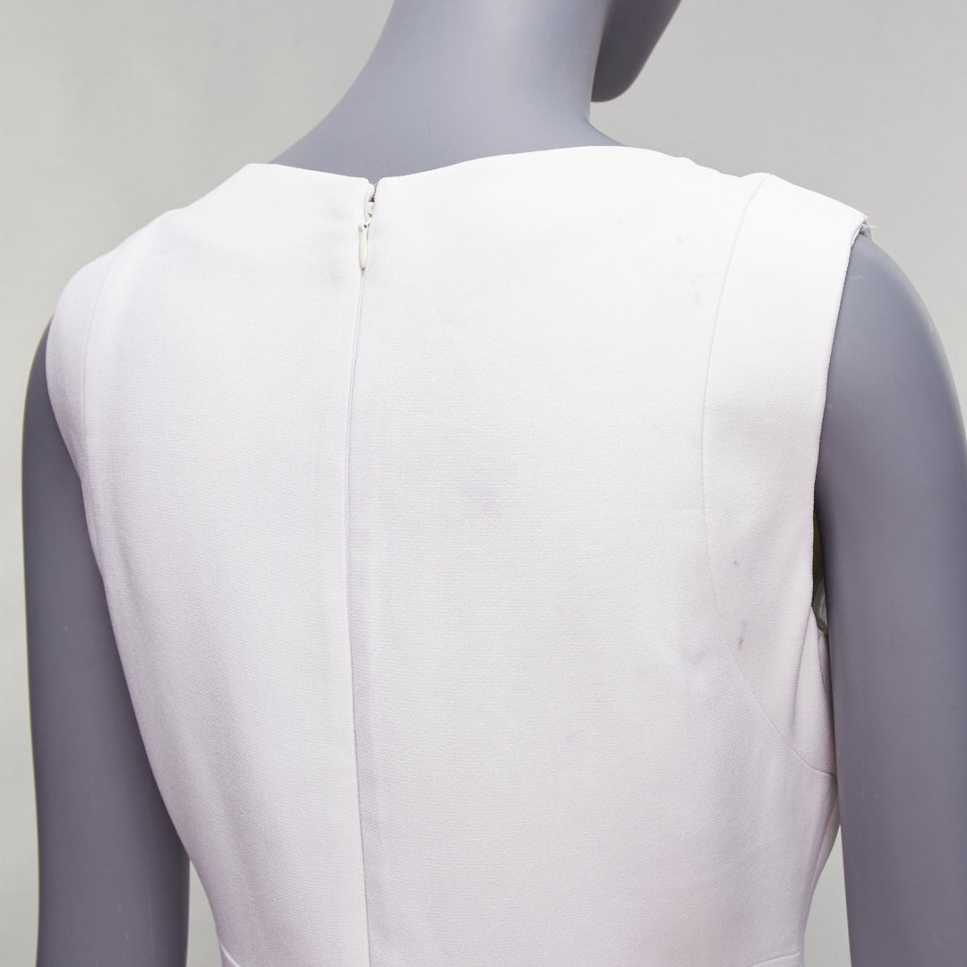 MIU MIU 2014 white viscose lace front front pleats shift dress IT42 M