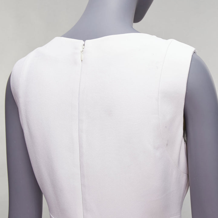 MIU MIU 2014 white viscose lace front front pleats shift dress IT42 M