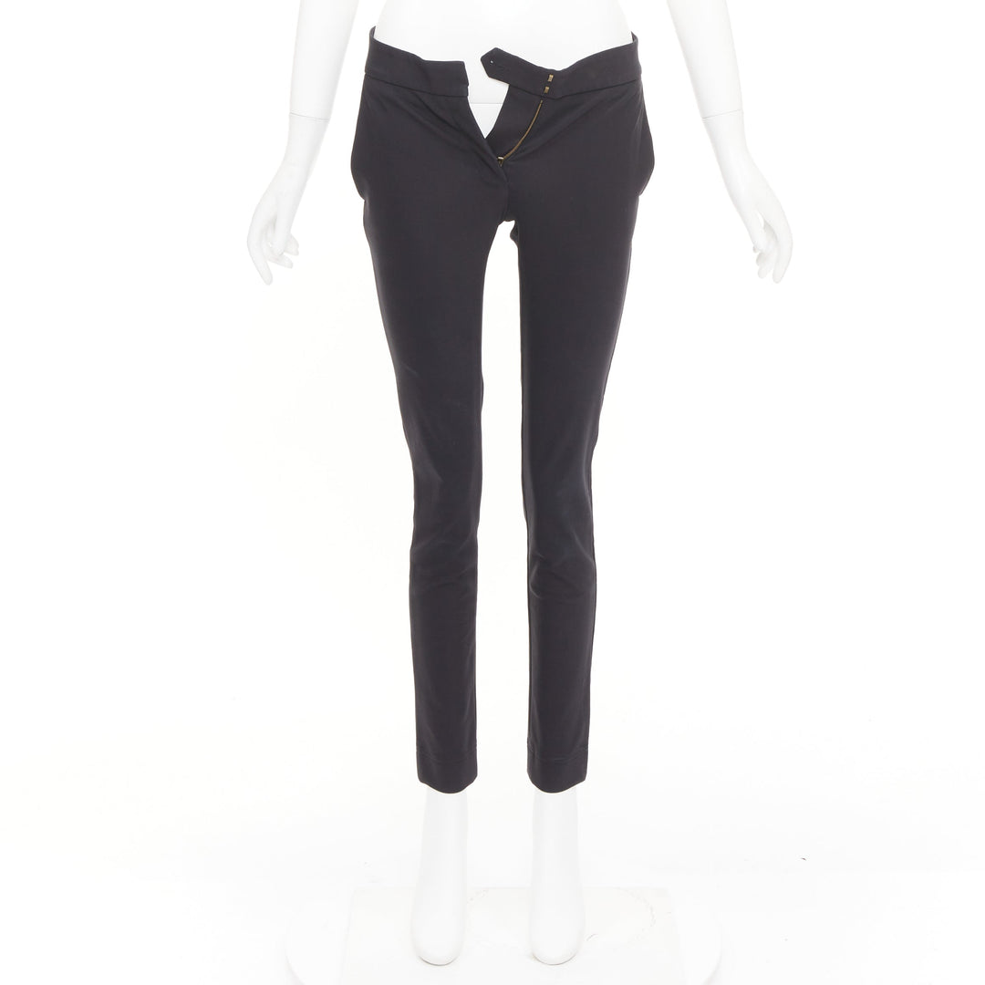 STELLA MCCARTNEY black cotton blend slash pockets cigarette trousers IT38 XS