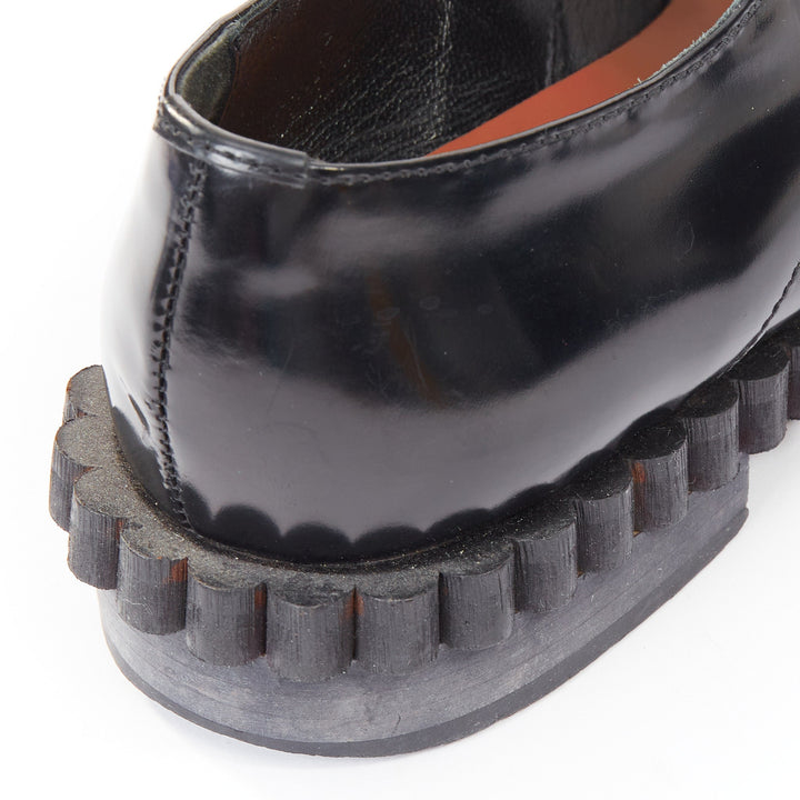 COLIAC Fernanda black pierced leather pearl bar charm dress shoes EU37