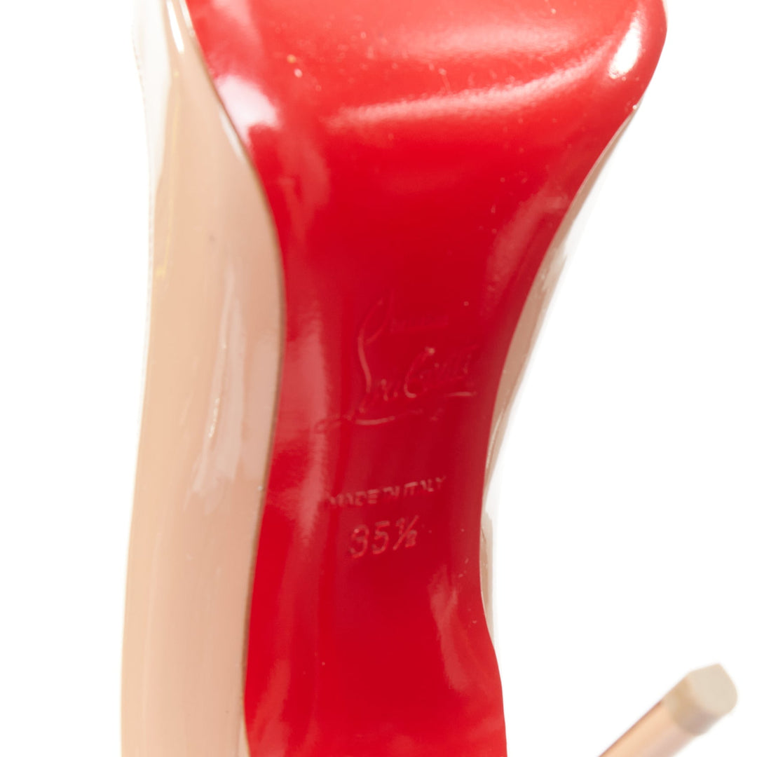 CHRISTIAN LOUBOUTIN Pigalle 100 nude patent leather pointy low vamp pumps EU35.5