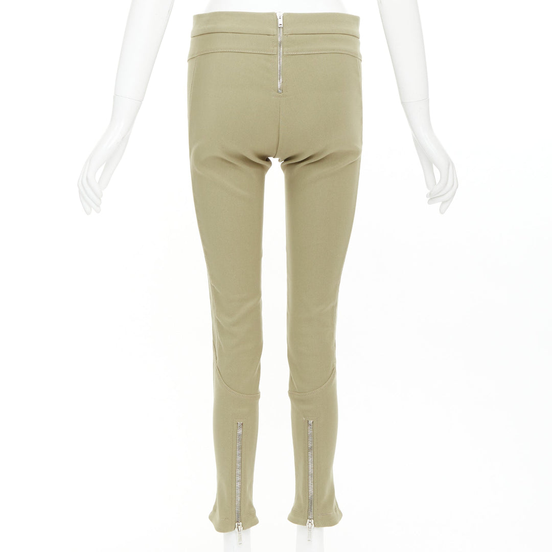 GIVENCHY khaki cotton blend skinny zip back riding pants FR36 S