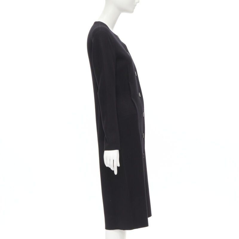 Female mannequin wearing Lanvin by Alber Elbaz Fall Winter 2004 Black Wool Women Coat in Size FR38 | Available at JHROP