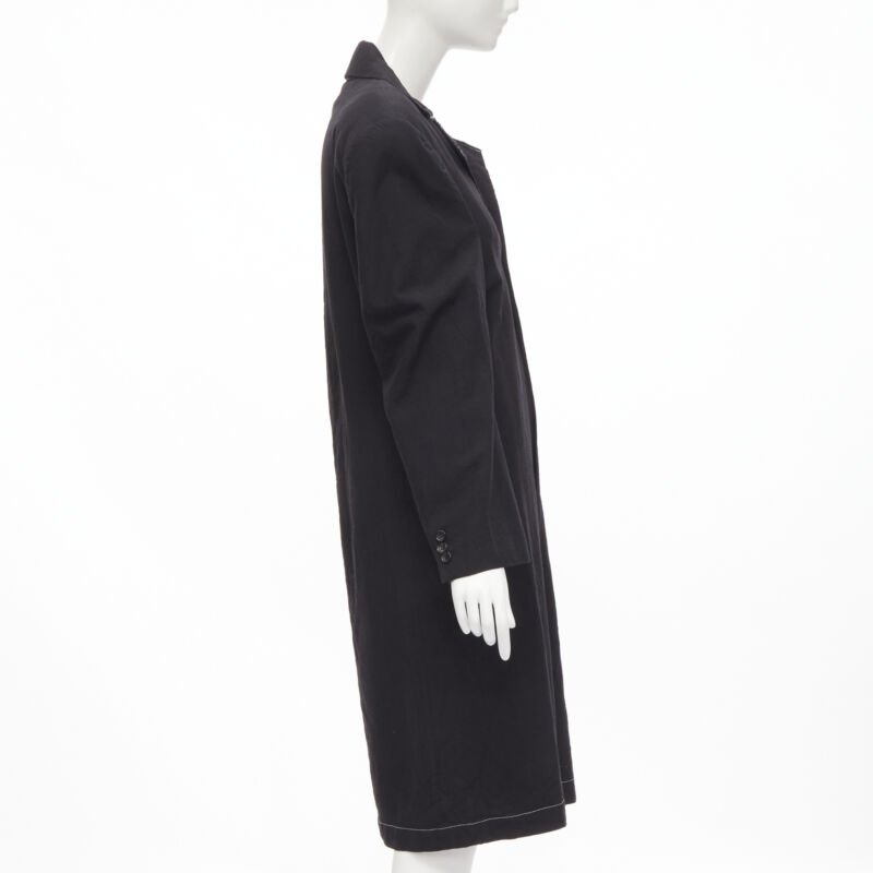 vintage JUNYA WATANABE 1994 black wool shoulder padded layered coat dress S