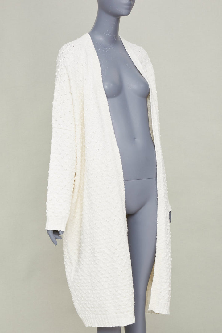 LAUREN MANOOGIAN 2022 Bubble Rib open front cream cotton cardigan knitwear OS