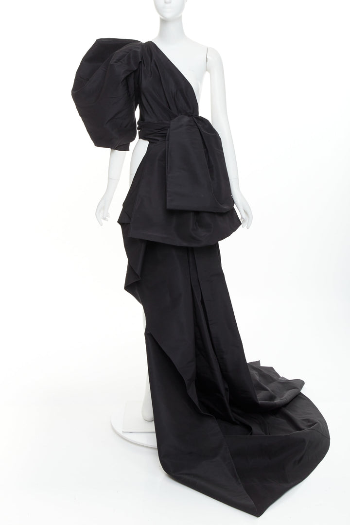 rare ALEXANDRE VAUTHIER COUTURE SS2017 Runway black tafetta bustle train top