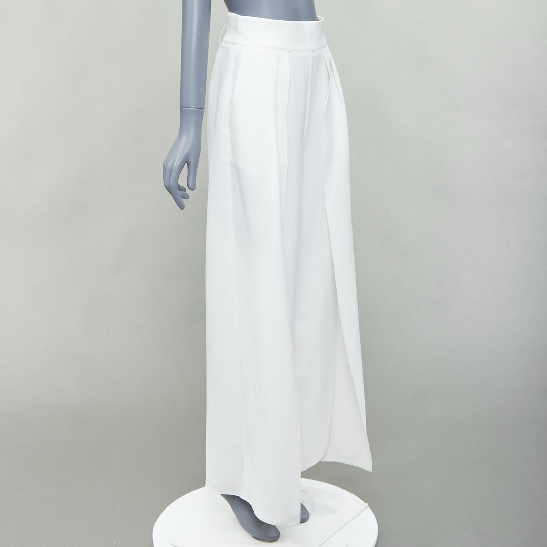 MATICEVSKI 2022 Duplicate white slit pleat front cropped pants AUS10 L