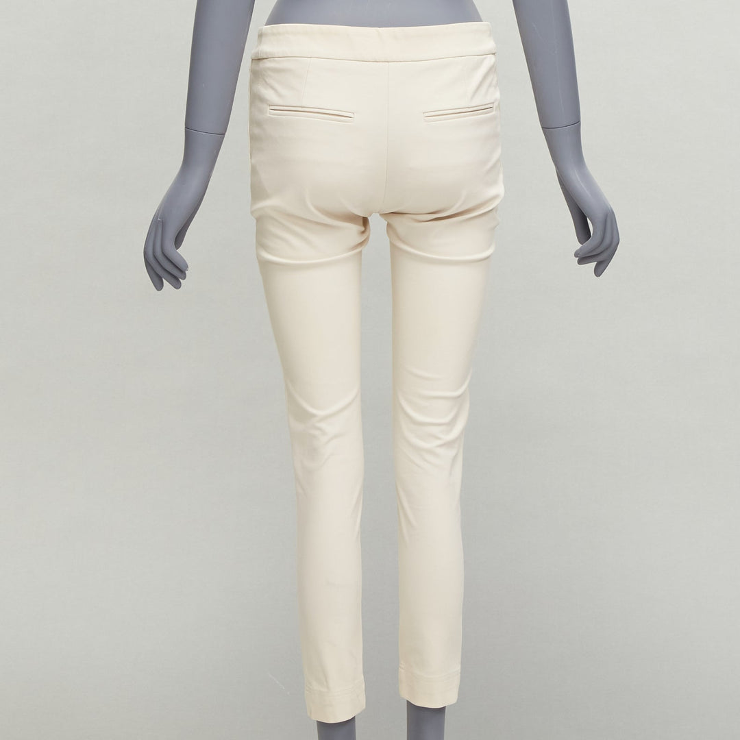 STELLA MCCARTNEY cream cotton blend stretchy cropped skinny pants IT38 XS