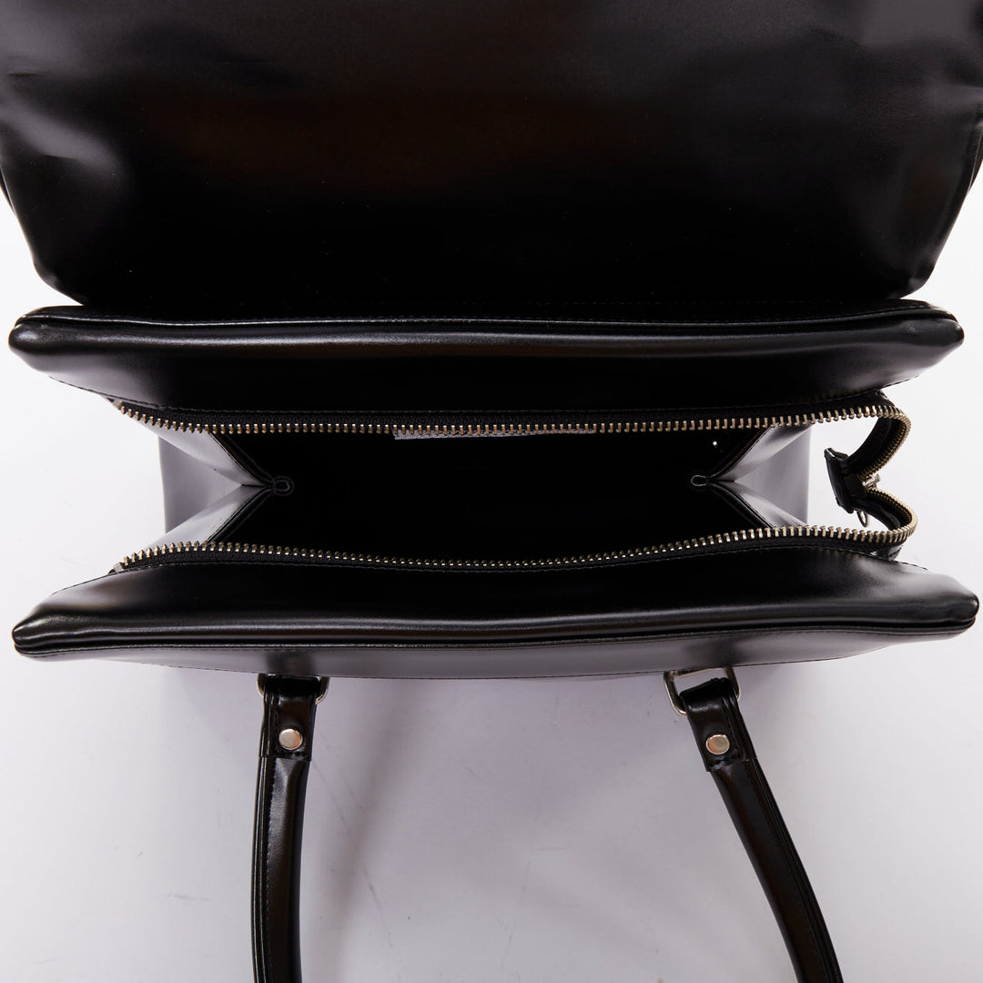 COMME DES GARCONS CDG black buffed faux leather foldover duffle bag