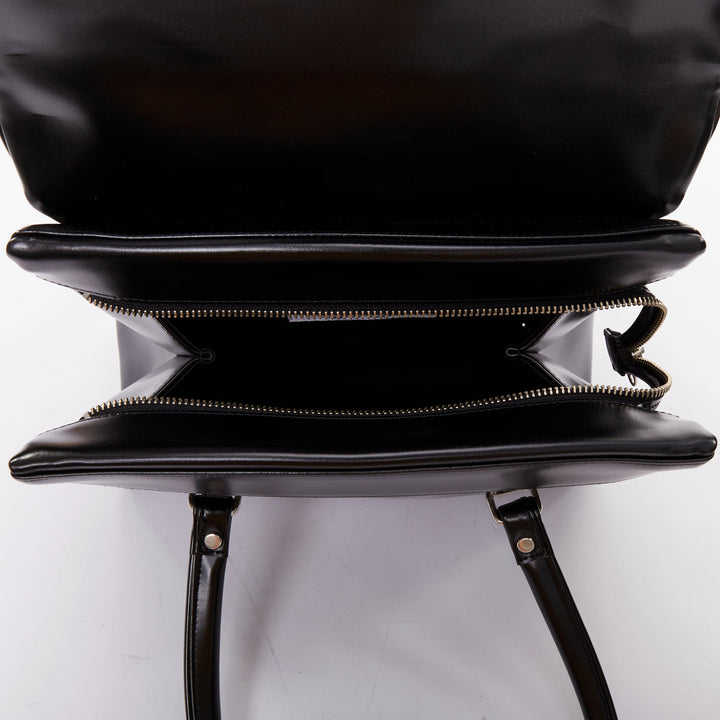 COMME DES GARCONS CDG black buffed faux leather foldover duffle bag