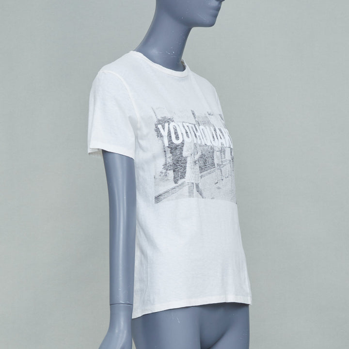 CHRISTIAN DIOR 2018 Runway Youthquake graphic print cotton linen tshirt XS