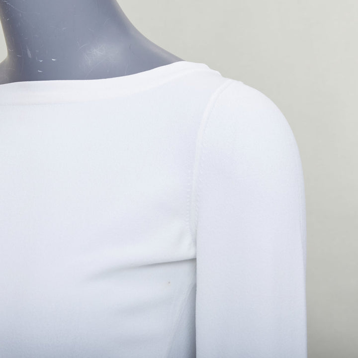 ALAIA cream cropped sleeved bateau neck sweater top
