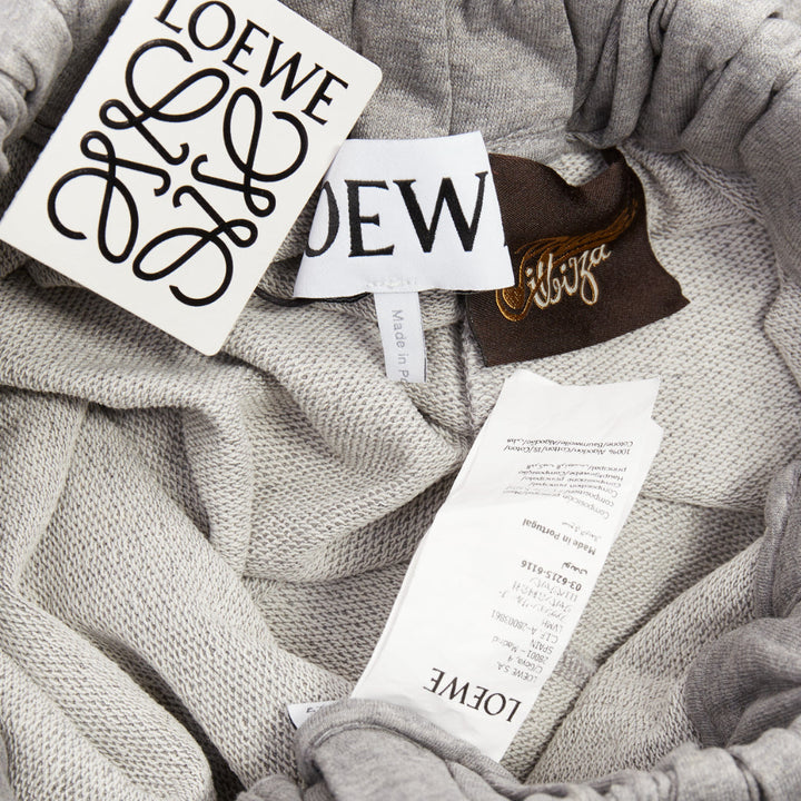 LOEWE Paula's Ibiza grey cotton anagram embroidered balloon cropped pants XS