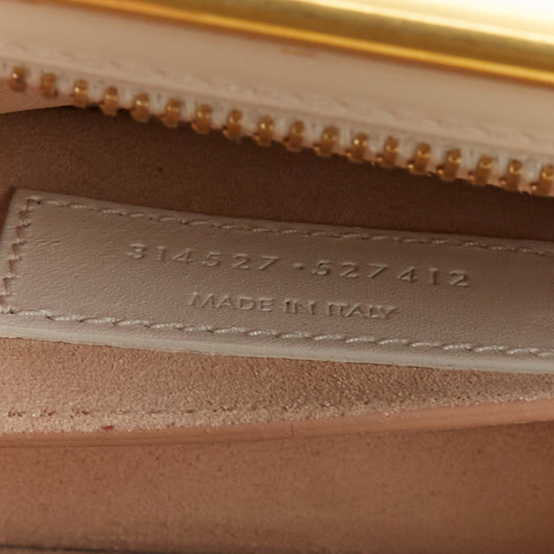 SAINT LAURENT Lutetia gold bar off white smooth leather clutch bag
