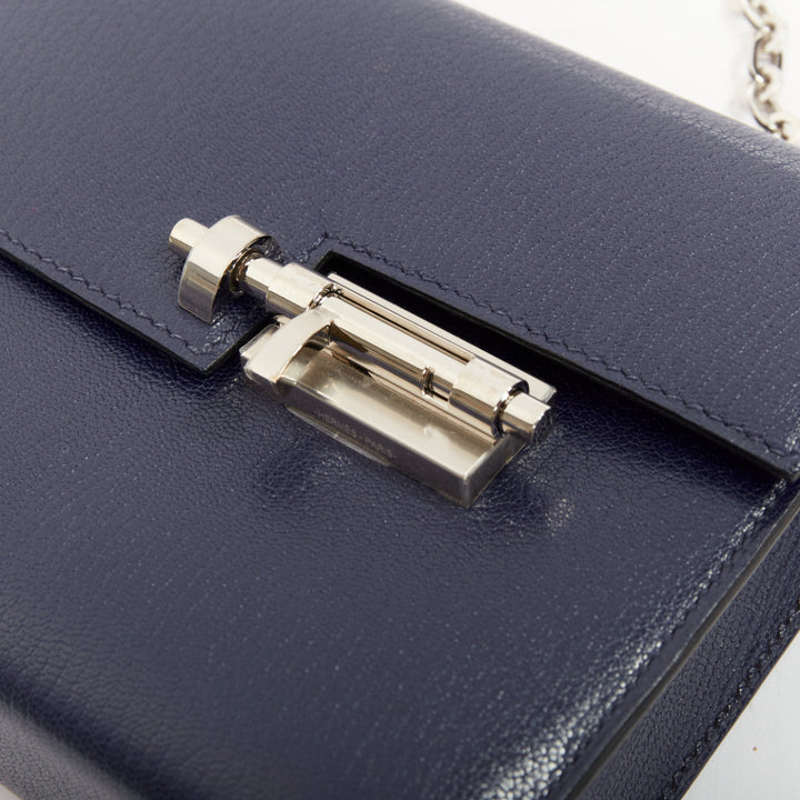 HERMES Runway Verrou Chaine Mini deep blue chevre leather shoulder handbag bag