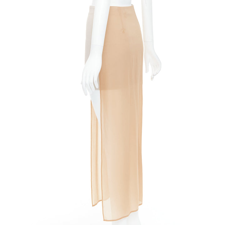 MAISON MARGIELA 2013 nude cream sheer layered asymmetric skirt IT38 XS