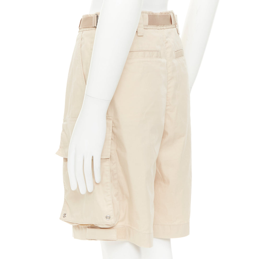 BURBERRY soft fawn beige technical cotton Billy multi pocket cargo shorts T44 XS