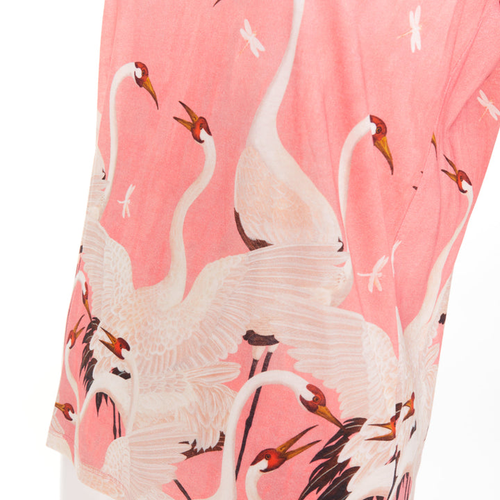 GUCCI Pre Fall 2016 pink cotton Heron Dragonfly print short sleeves t-shirt S