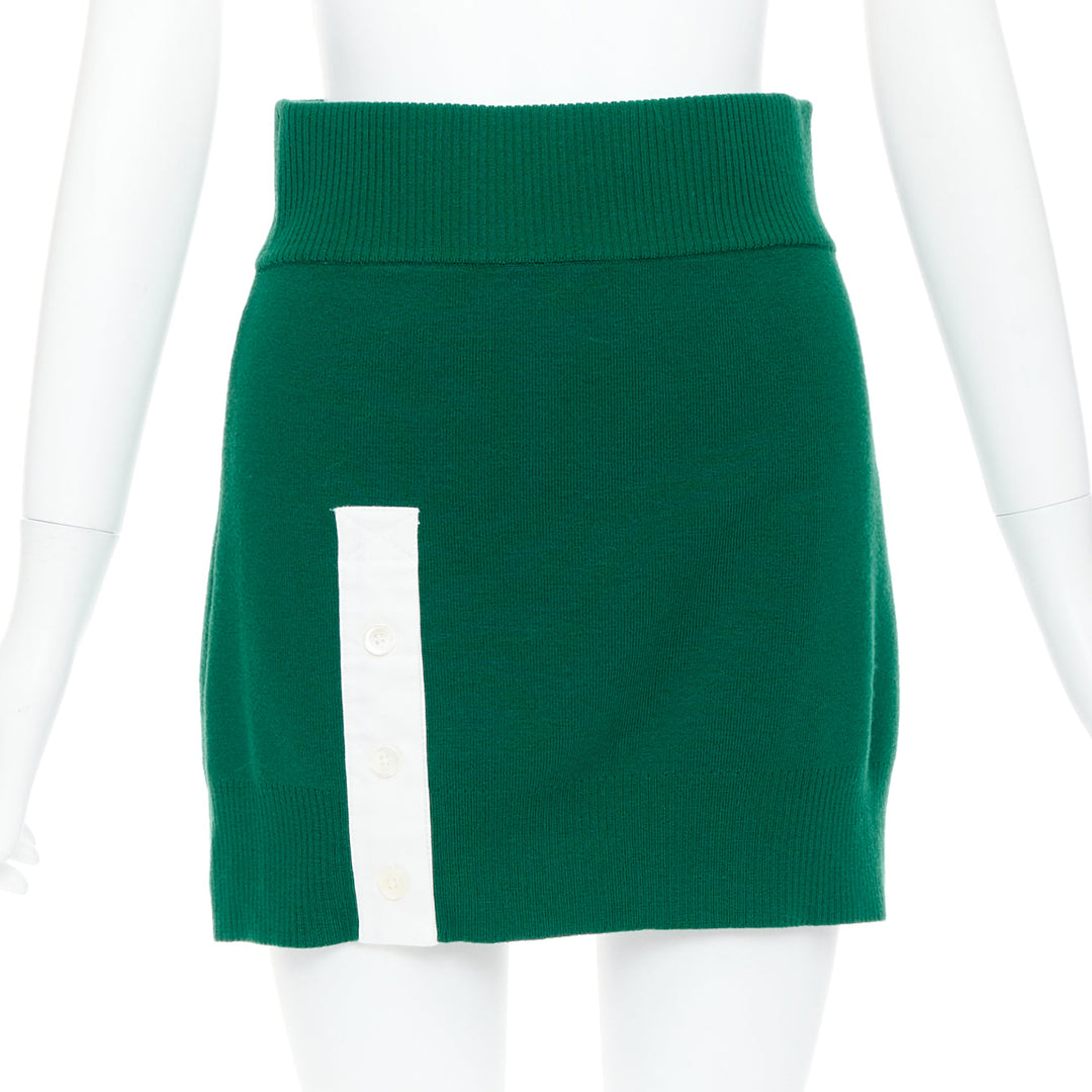 MONSE 2021 Runway green white logo polo  hood sweater mini skirt