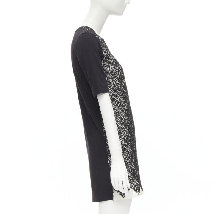 GIAMBATTISTA VALLI geometric jacquard front black cotton t-shirt dress XXS
